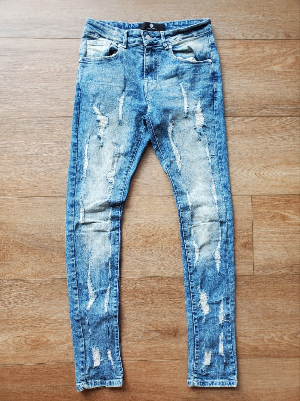 Slim Fit Light Blue Distressed Men’s Skinny Jeans, 30x32